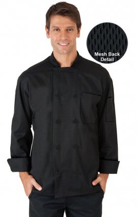 CC650 MOBB Manteau de chef à manches longues unisexe avec dos en filet pour évacuer l'humidité