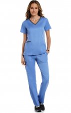 3502 Matrix Both Side Contrast V-Neck Top - Maevn