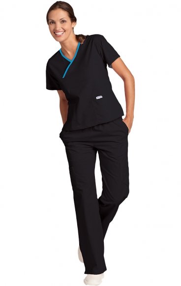 *FINAL SALE MOBB 323/312 Black/Aqua Two Piece Criss Cross Flip Flap Scrub Set *FINAL SALE MOBB 323/312 Black/Aqua Two Piece Criss Cross Flip Flap Scrub Set