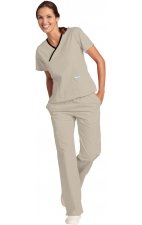 MOBB 323/312 Khaki/Black Two Piece Criss Cross Flip Flap Scrub Set