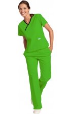*FINAL SALE MOBB 323/312 Lime Green/Black Two Piece Criss Cross Flip Flap Scrub Set
