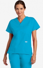 V-Neck Three Pocket Dolman Sleeve MOBB Scrub Top - Aqua (AQ)