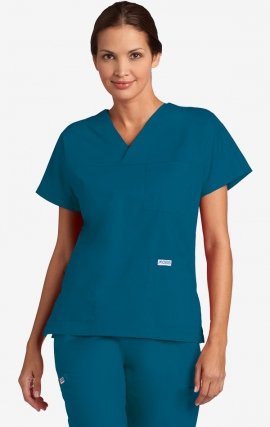 V-Neck Trois Pocket Dolman Sleeve MOBB Scrub Top - Aqua (AQ)