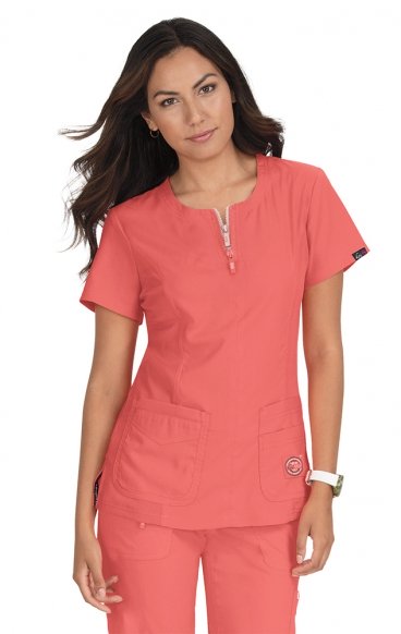 *VENTE FINALE 2XL 317 Koi Lite ™ Scrubs Serenity Double Zipper Top