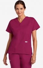 V-Neck Trois Pocket Dolman Sleeve MOBB Scrub Top - Burgundy (BU)