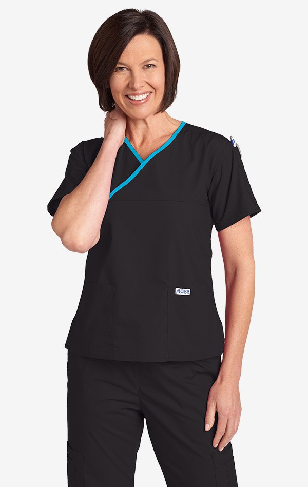 Urbane Essentials Women's Crossover Scrub Top | Steel Grey | Size XS | Scrubpro