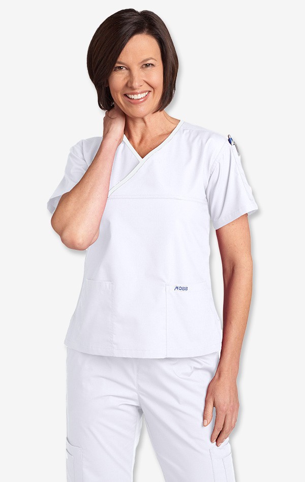 323T - Fitted Criss Cross Women's Solid Scrub Top