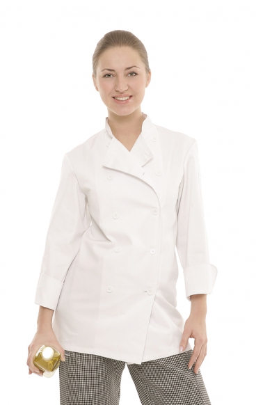 *FINAL SALE WHITE CC350 MOBB Unisex 3/4 Sleeve Chef Coat With Mesh Underarm