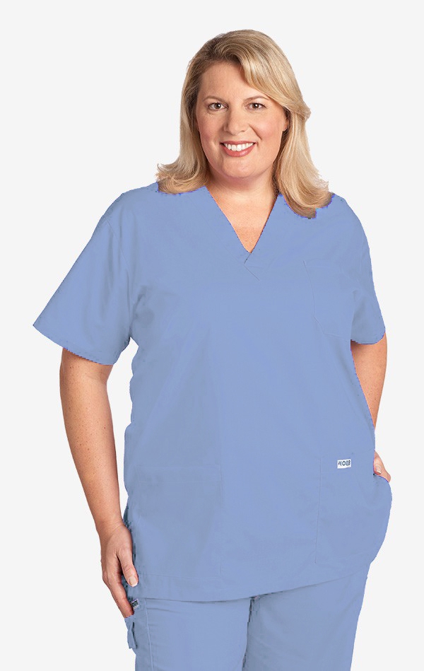 Nursing Scrubs Top For Breastfeeding - Ceil Blue