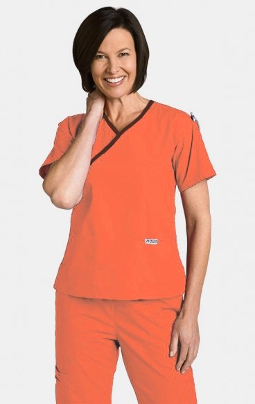 *FINAL SALE MOBB 323/312 Tangerine/Brown Two Piece Criss Cross Flip Flap Scrub Set