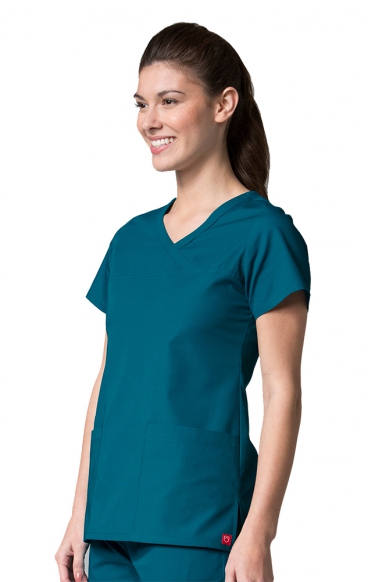 *VENTE FINALE M 1726 Red Panda - Haut Mock Wrap courbée pour femmes *VENTE FINALE M 1726 Red Panda - Haut Mock Wrap courbée pour femmes