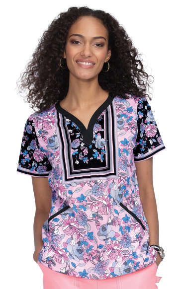 *FINAL SALE 1055PR koi Stretch Luisa Print Top - Enchanted Garden