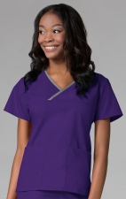 1026 Maevn CORE - Y-Neck Mock Wrap Top - Purple/Pewter