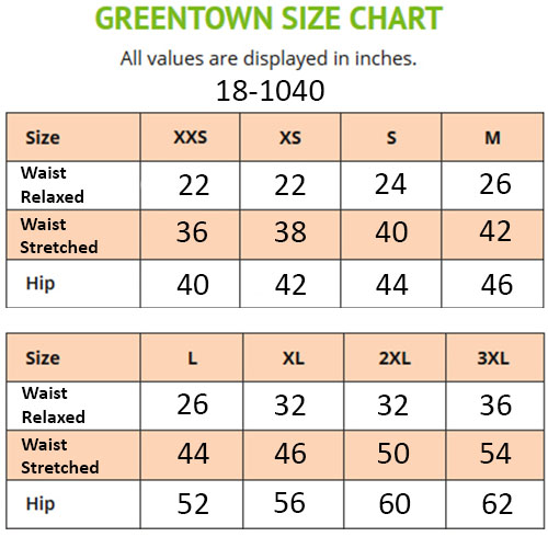 18-1040 Size Chart English