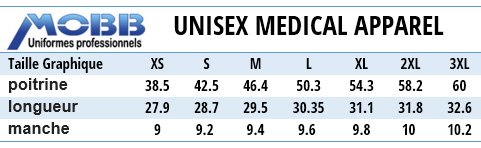 Uniformes Mobb médicaux Canada - Taille Graphique