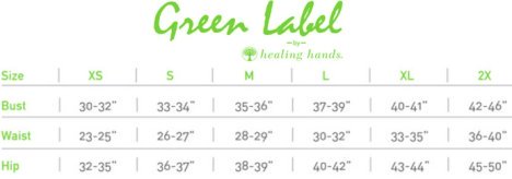 Healing Hands Green Label - Size Chart Healing Hands Green Label - Size Chart