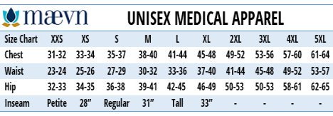 Red Panda by Maeven Medical Uniforms Canada - Size Chart