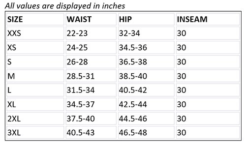 18-1046 Size Chart