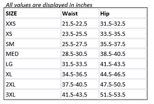 18-1044 Size Chart