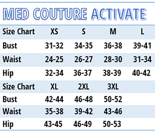 Med Couture Activate 4-way Energy Stretch - Size Chart Med Couture Activate 4-way Energy Stretch - Size Chart