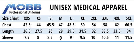 Mobb Medical Uniforms Canada - Size Chart