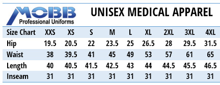 Mobb Medical Uniforms Canada - Size Chart Mobb Medical Uniforms Canada - Size Chart