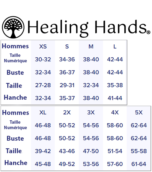 Graphique des Tailles d'Hommes Healing Hands