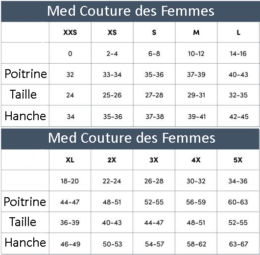 Med Couture Women's French Size Chart