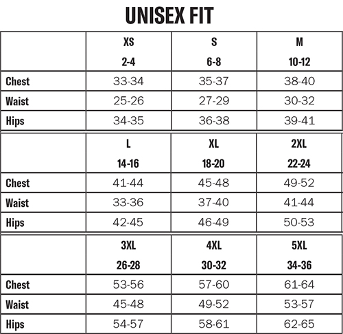 Dickies Unisex Size Chart