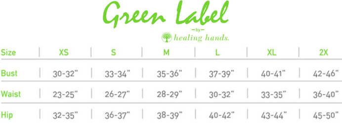 Healing Hands Green Label - Size Chart Healing Hands Green Label - Size Chart