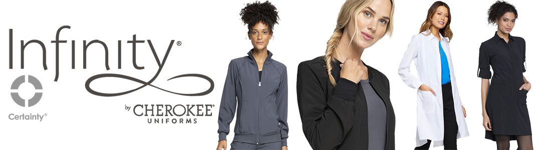 Cherokee Infinity Women's Lab Coats and Warm-up Jackets. - Antimicrobial CERTAINTY® TECHNOLOGIES Canada