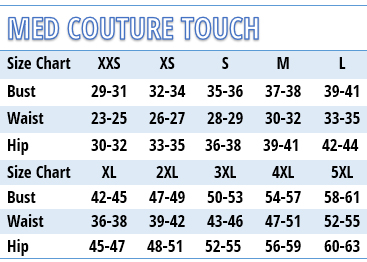 Med Couture Performance Touch Medical Uniforms - Size Chart Med Couture Performance Touch Medical Uniforms - Size Chart