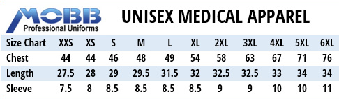 Mobb Medical Uniforms Canada - Size Chart