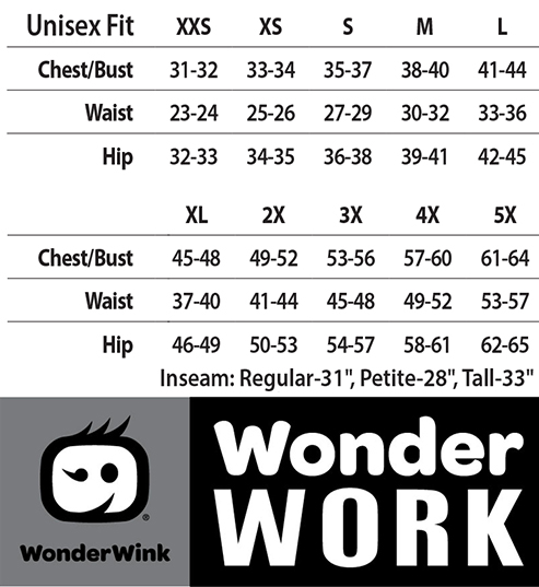 Wonderwink WonderWork MEDICAL APPAREL - Size Chart